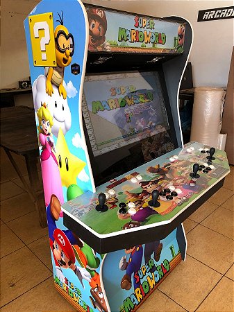 Fliperama 4 players 32” Design Curvo - Tema Super Mario