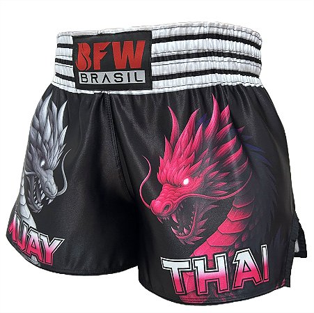 SHORT MUAY THAI PREMIUM WHITE DRAGON - BFW BRASIL