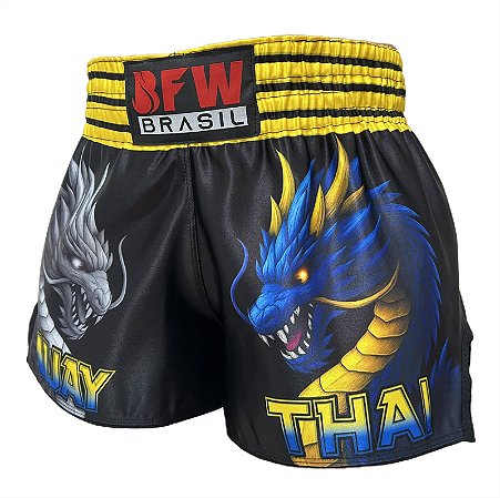 SHORT MUAY THAI PREMIUM YELLOW DRAGON - BFW BRASIL
