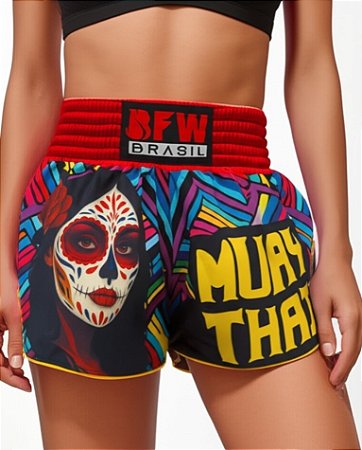 Short Muay Thai Bermuda Calção Tailandês - Catrina Mexicana