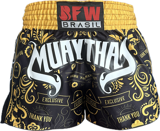 SHORT MUAY THAI PRETO AMARELO
