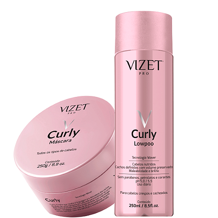 Curly Shampoo + Máscara Curly 250ml Vizet Profissional