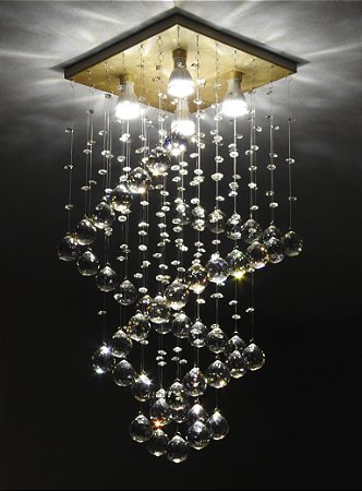 Lustre de cristal dourado com esferas de cristal k9 40mm - 50cm a 90cm