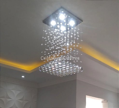 Lustre de cristal 28x28cm x 80cm altura reto