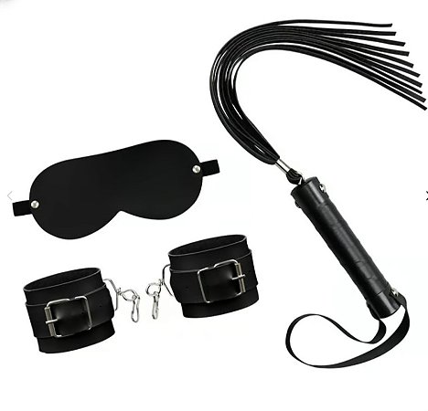 Kit Fetiche 3 em 1 Algema, Venda e Chicote