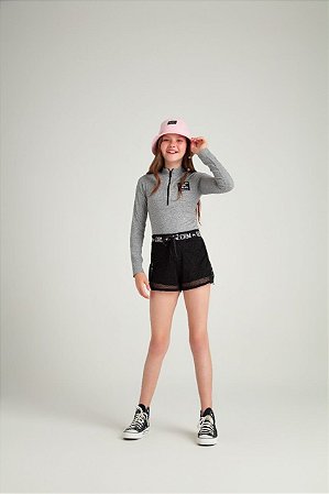 Blusa Infantil Mescla Manga Longa Canelada da Vanilla Cream