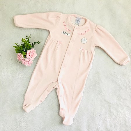 Macacão de Bebê Rosa Claro em Plush da Piu Piu