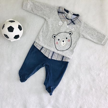 Macacão de Bebê Menino Mescla em Plush da Piu Piu