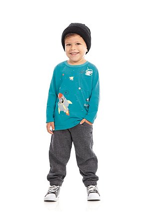 Camiseta Infantil Masculina Estampa de Espaço - Cores Diferentes