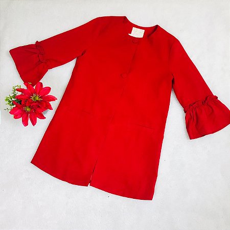 Casaco Infantil Vermelho Crepe Forrado em Cetim da Petit Cherie