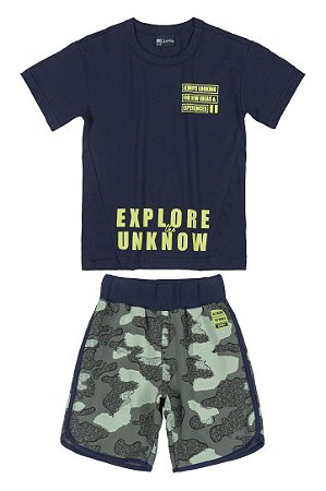 Conjunto Infantil Bermuda Moletinho da Quimby - Cores Diferentes