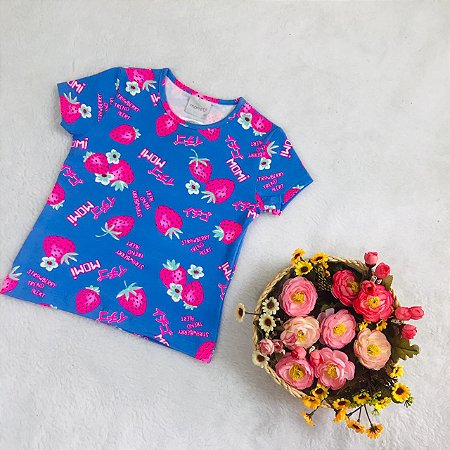 Blusa Infantil Feminina Estampada de Morangos da Momi