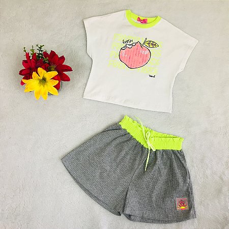 Conjunto Infantil Short Mescla Canelada da Momi