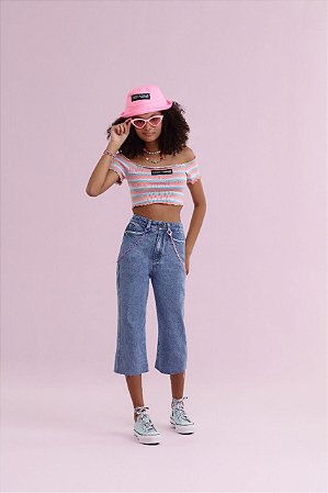 Blusa Juvenil Cropped Cigana Listrada da Vanilla Cream