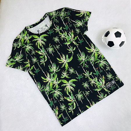 Camiseta Juvenil Masculina Preta Coqueiros da Colcci