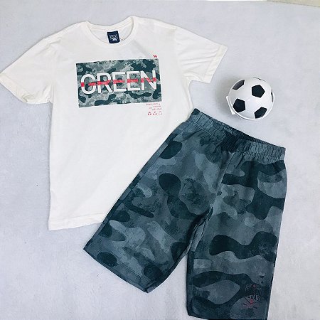 Conjunto Infantil Masculino com Bermuda Camuflada da Biogas