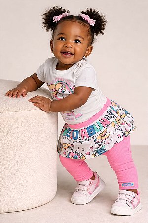 Conjunto Infantil c/Body Estampado Looney Tunes da Animê