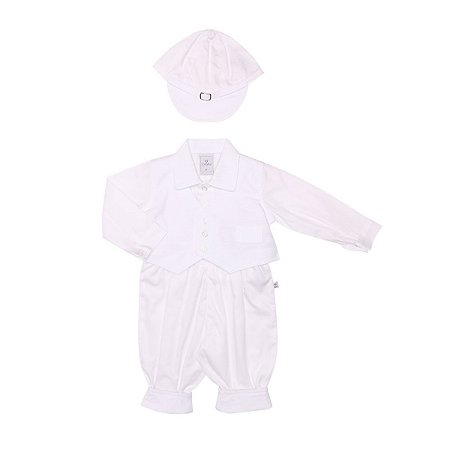 Conjunto de Bebê Branco Batizado c/Boné da Sylvaz