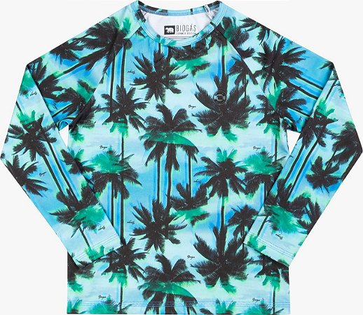 Blusa Infantil Masculina UV 50+ Estampada Coqueiros da Biogas