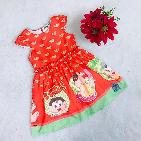 Vestido Infantil Casual Estampado Turma da Mônica Mon Sucré