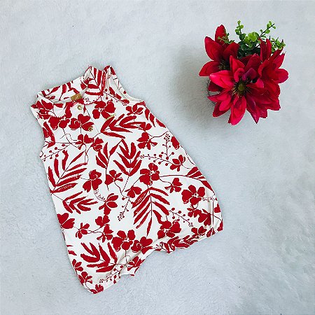 Macacão de Bebê Curto Estampado Vermelho da Up Baby