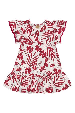Vestido de Bebê Casual Vermelho Estampado da Up Baby