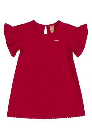 Vestido Infantil Casual Vermelho em Linho da Up Baby