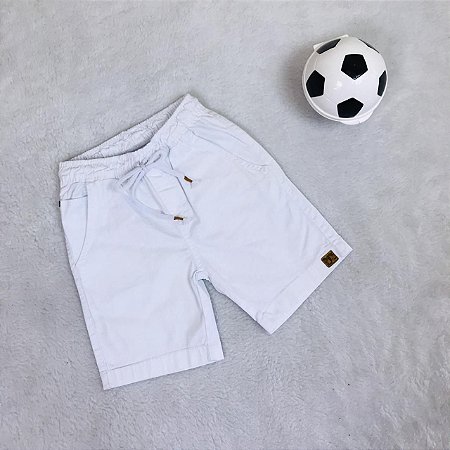 Bermuda Infantil Masculina Branca de Sarja da Have Fun