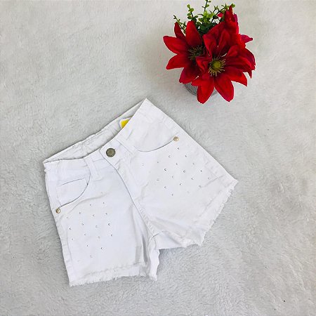 Shorts Infantil Feminino Branco Sarja da Have Fun