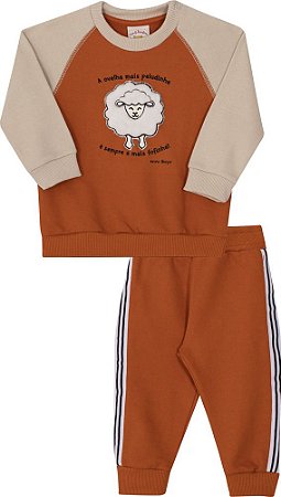 Conjunto Infantil Masculino Ovelhinha em Moletom da Nini Bambini