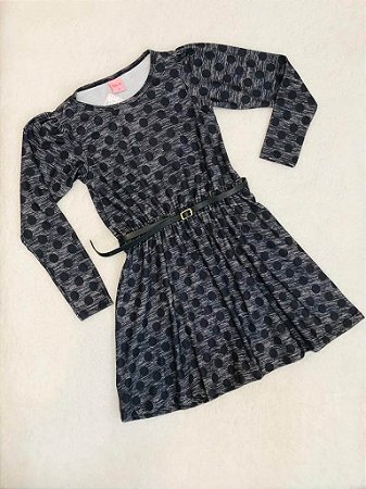 Vestido Infantil em Malha Manga Longa Poás c/Cinto