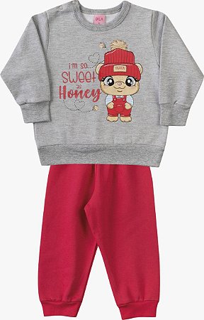 Conjunto Infantil Feminino de Frio em Moletom Flanelado