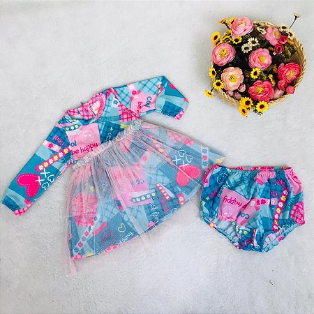 Vestido de Bebê Infantil c/Calcinha da Málagah