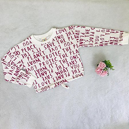 Blusa Infantil Manga Longa Cru Letters Have Fun