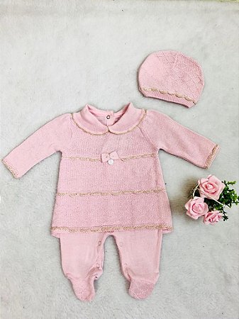 Macacão de Bebê Menina em Linha com touca da Noruega