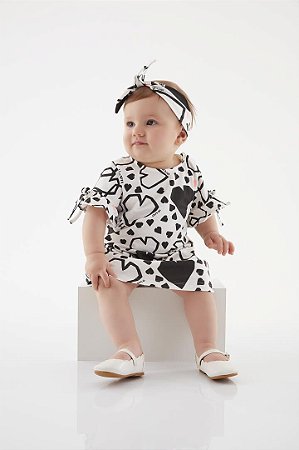 Vestido de Bebê com Estampa de Corações da Up Baby