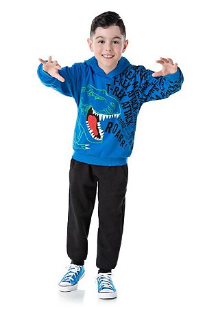 Conjunto Infantil Masculino Azul de Moletom da Duzizo