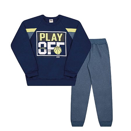 Conjunto Juvenil Masculino de moleton Marinho da Duzizo