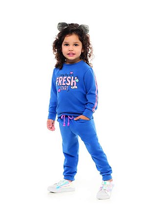 Conjunto Infantil Feminino Moletom AZul da Dila