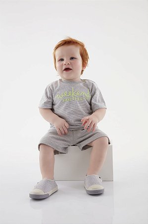 Conjunto de Bebê e Infantil Listrado Cinza Up Baby