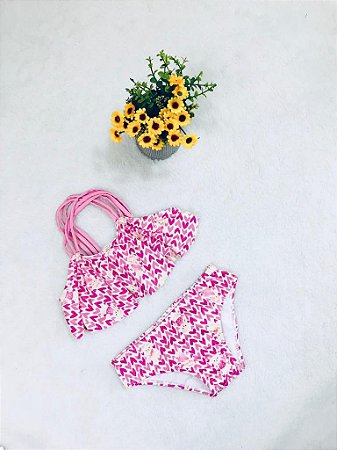 Biquíni Infantil de Corações Rosa da Petit Cherie