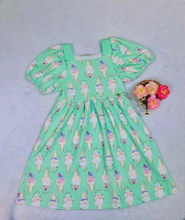 Vestido Infantil Casual Verde Ice Cream da Petit Cherie