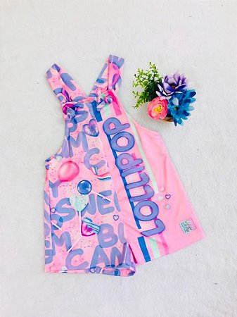Jardineira Infantil de Shorts Lilás da Mon Sucré