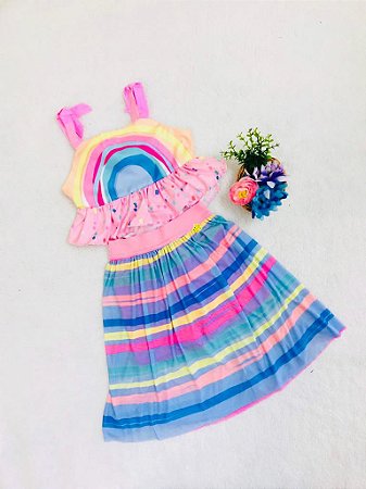 Conjunto Infantil Feminino de Arco-Íris da Mon Sucré