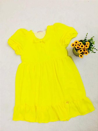 Vestido Infantil Casual Amarelo Vibrante da Mon Sucré