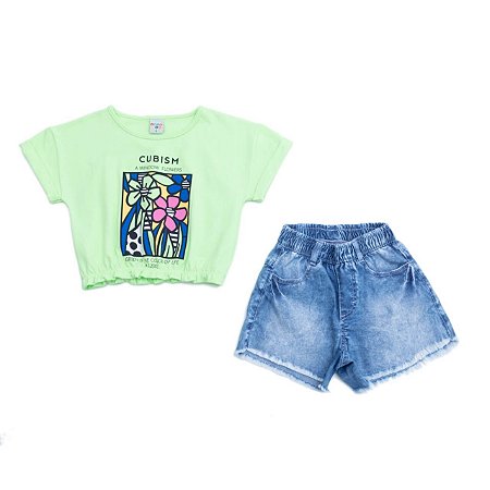 Conjunto Infantil Feminino de Shorts Jeans da Have Fun - Tipinhos Moda  Infantil e Juvenil