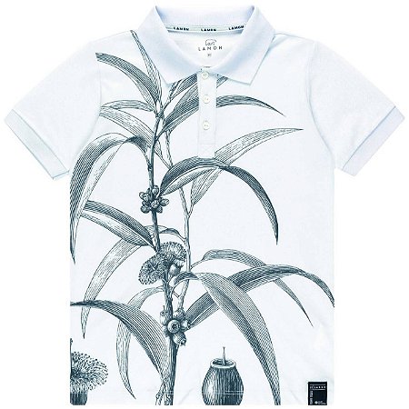Camiseta Juvenil Masculina Polo de Folhagens da Lamon