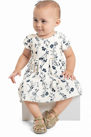 Vestido Casual de Bebê de Flores Azul da Quimby