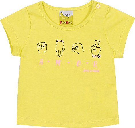Blusa Infantil Feminina Palavra Amor (língua de sinais)