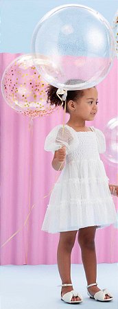 Vestido Casual Infantil de Tule Branco da Mon Sucré